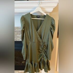 STEVE MADDEN Olive Satin Mini Dress - Size M - New